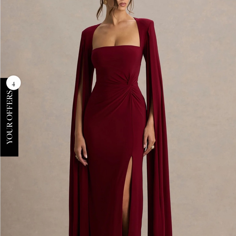 Club L London Cape Long Sleeve Dress